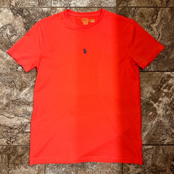 Men Polo Ralph Lauren Small Slim Fit T-shirt with pony logo in bright red - Picture 1 of 4